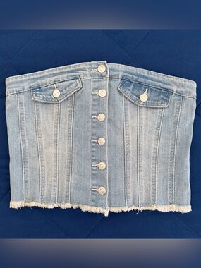 NWT Forever 21 Light Blue Strapless Denim Corset Top